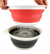 SAMMART 2.6L (0.68 Gallon) Collapsible Tub - Foldable Dish Tub - Portable Washing Basin - Space Saving (Coral Pink+Washed Black, 2)