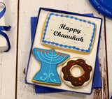 Hanukkah Cookie Gift Basket Hand Decorated Vanilla Sugar Cookies Gourmet Kosher Food Dessert Gift Box For Kids Adults Family Coworkers & Friends 3