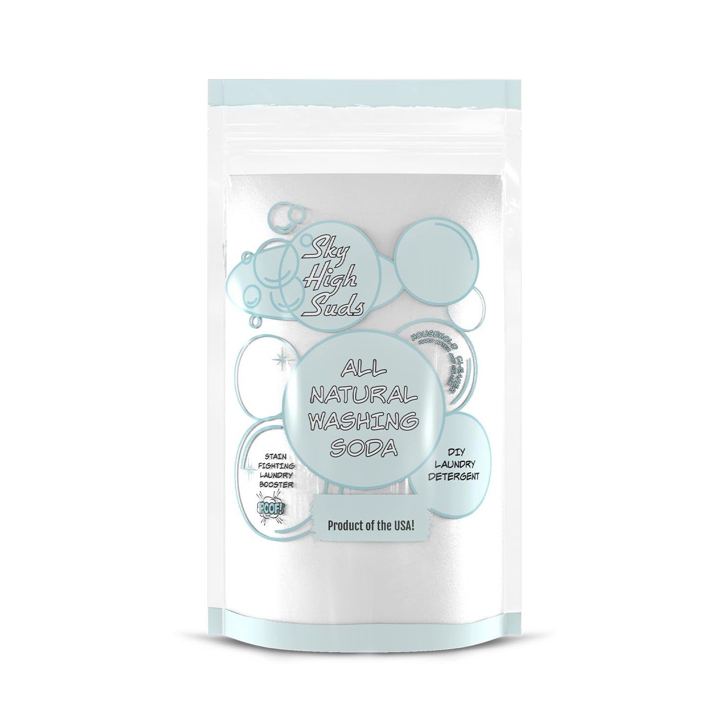 SKY HIGH SUDS 2 Pounds All-Natural Washing Soda (Soda Ash), Product of the USA. Recyclable and Reusable Bag, Due to tariffs packaging may vary