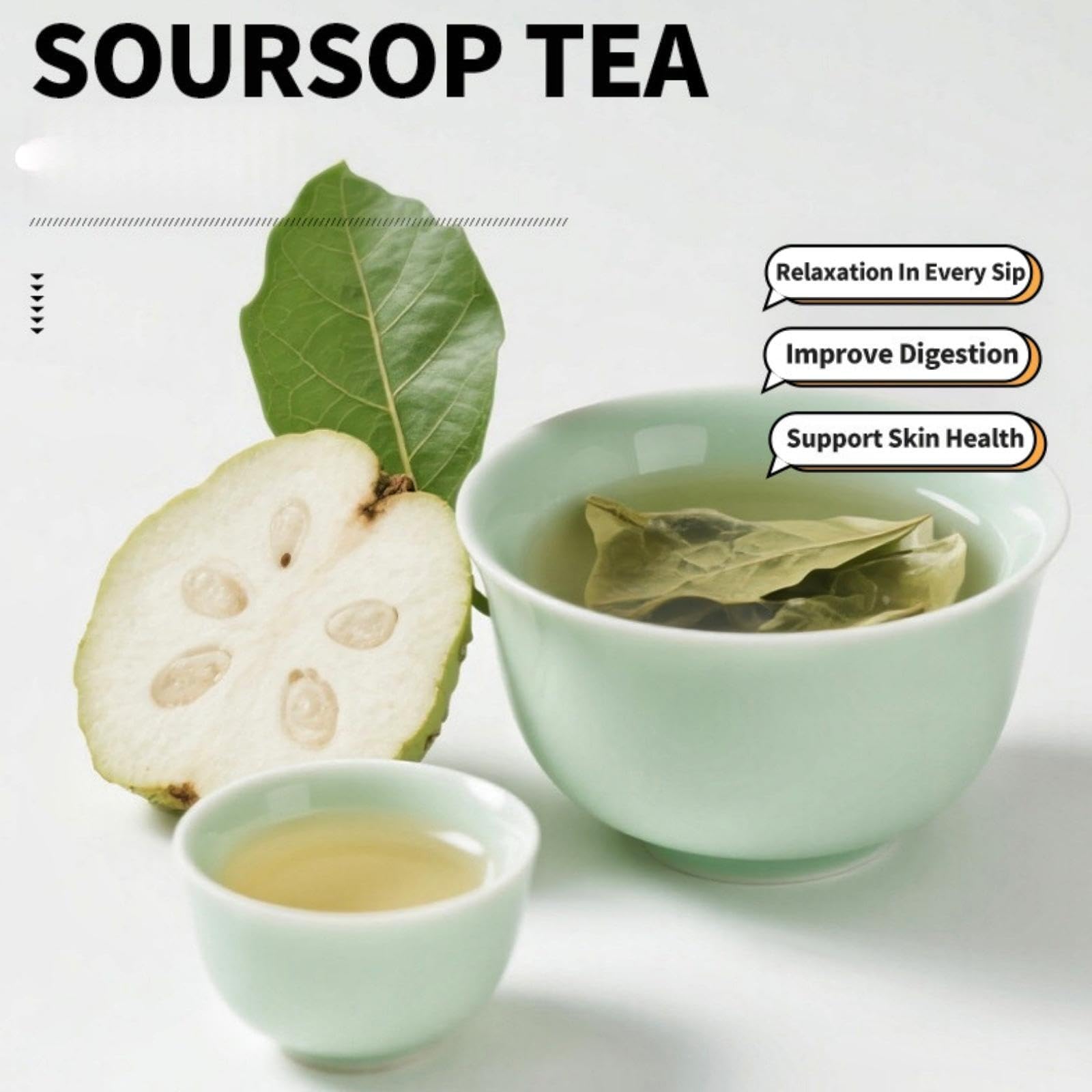 Whole Leaf Soursop Tea - Natural Dried Graviola Soursop Leaves (2.12oz) | Hojas De Guanabana | Caffeine-Free Tea | Non-GMO, Gluten-Free