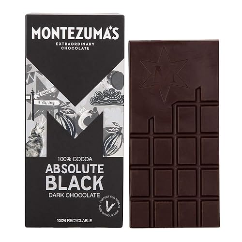 Montezuma Dark Chocolate Absolute Black 100% Cocoa 90g (Pack of 3)