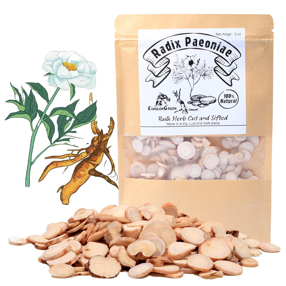 EidolonGreen White Peony Root (Paeonia lactiflora Pallas/Radix Paeoniae/Bai Shao/??/???) - 88g (3oz) Dried Root - Pure Natural Herb
