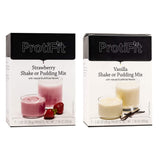 PROTIFIT - High Protein Strawberry & Vanilla Pudding & Shake Mix 2 Pack, 15g Protein, Low Calorie, Low Fat, Low Carb, Aspartame Free, Idea Protein