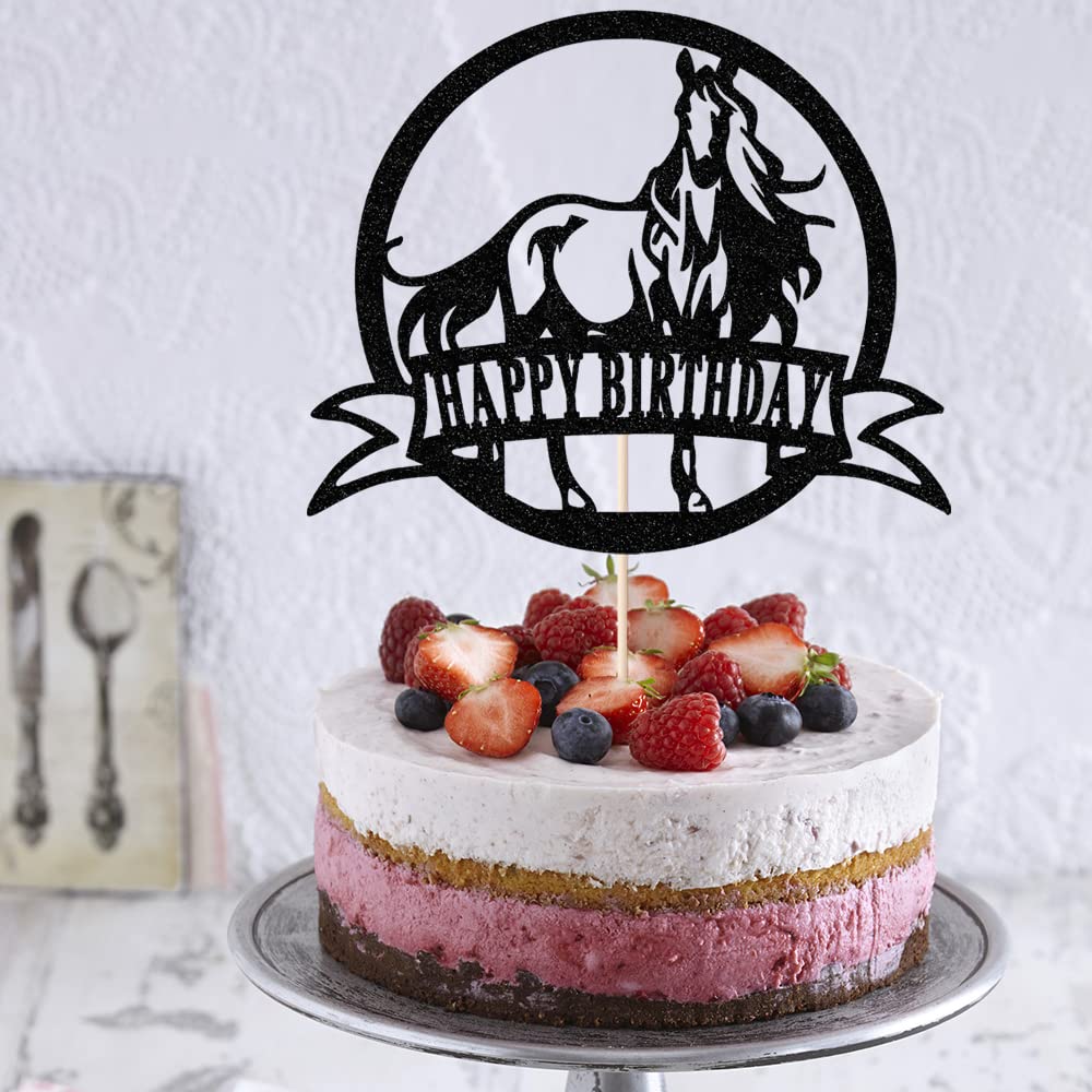 Bejotaa Horse Happy Birthday Cake Topper?Horse Racing Party Cake Decoration for Kids Boy Men Birthday Party Supplies