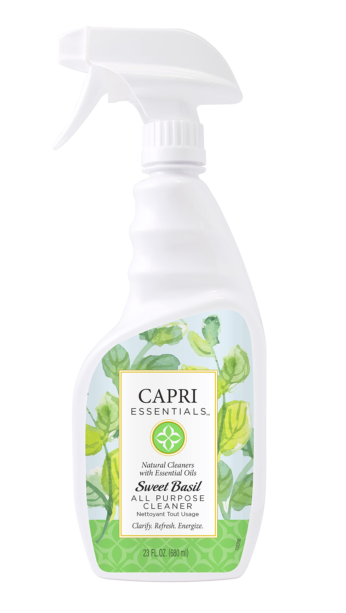 CAPRI ESSENTIALS APC, Household Dust Remover, Kitchen Counter Surface Spray, Removes Grime, Blend of Essential Oils, Sweet Basil 23 FL Oz