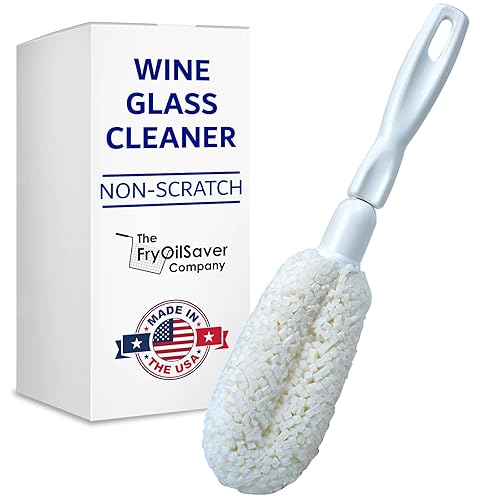 Flute and Stemware Wine Glass Cleaning Brush - Dishwasher Safe, Non-Scratch Flute Cleaner for Crystal Glasses, Champagne Glass, Goblet, Wine Decanter