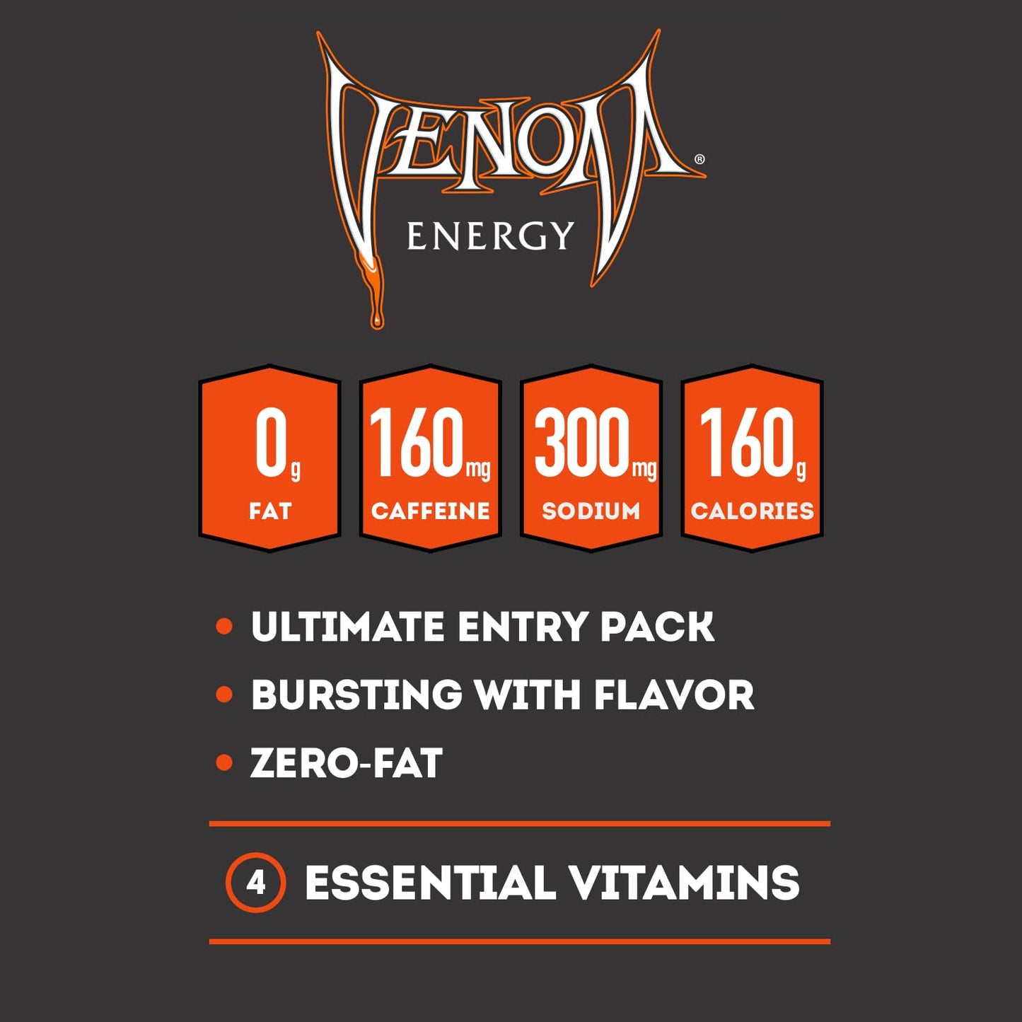 Venom Energy Drink, Fruit Punch, 0 Fat, 160mg Caffeine, 16 Fl Oz (Pack of 12) By LastFuel.