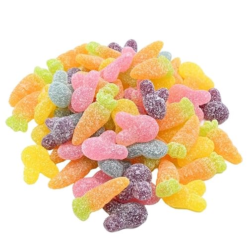 Candy Retailer Sour Gummy Easter Rabbits & Carrots, Fruit Flavored, Sugar Coated, Bunny and Carrot Shapes, 1 Pound