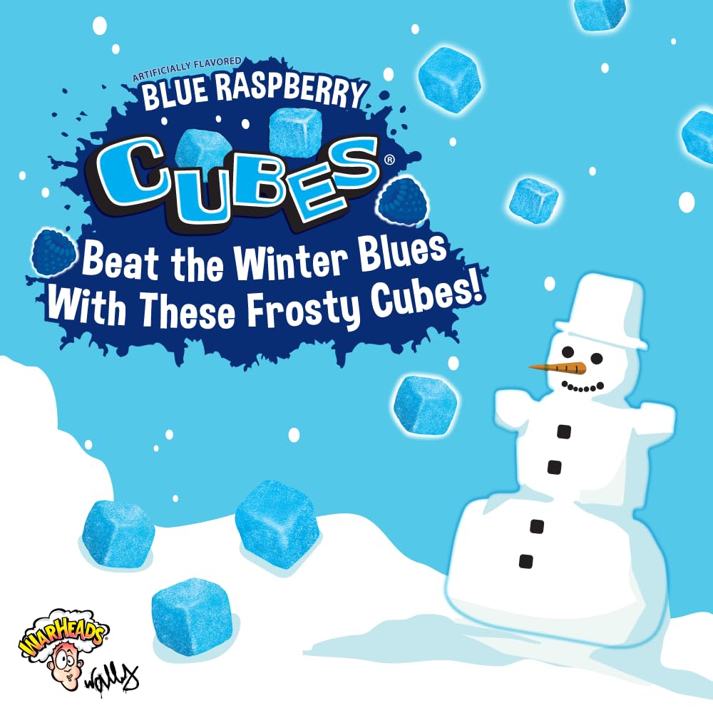 Impact Confections - WARHEADS Winter Blue Raspberry Cubes - 3.0 oz Theater Box - 2 pack