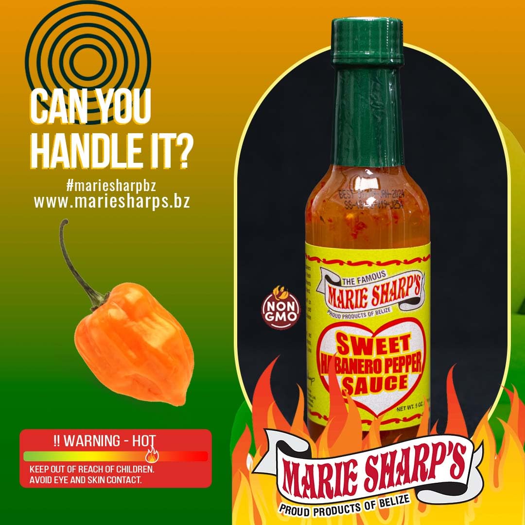 Marie Sharp’s Sweet Habanero Pepper Sauce, 5 oz | Belizean Hot Sauce with Sweet & Spicy Flavor | Perfect for Glazes, Marinades & Dips | All-Natural