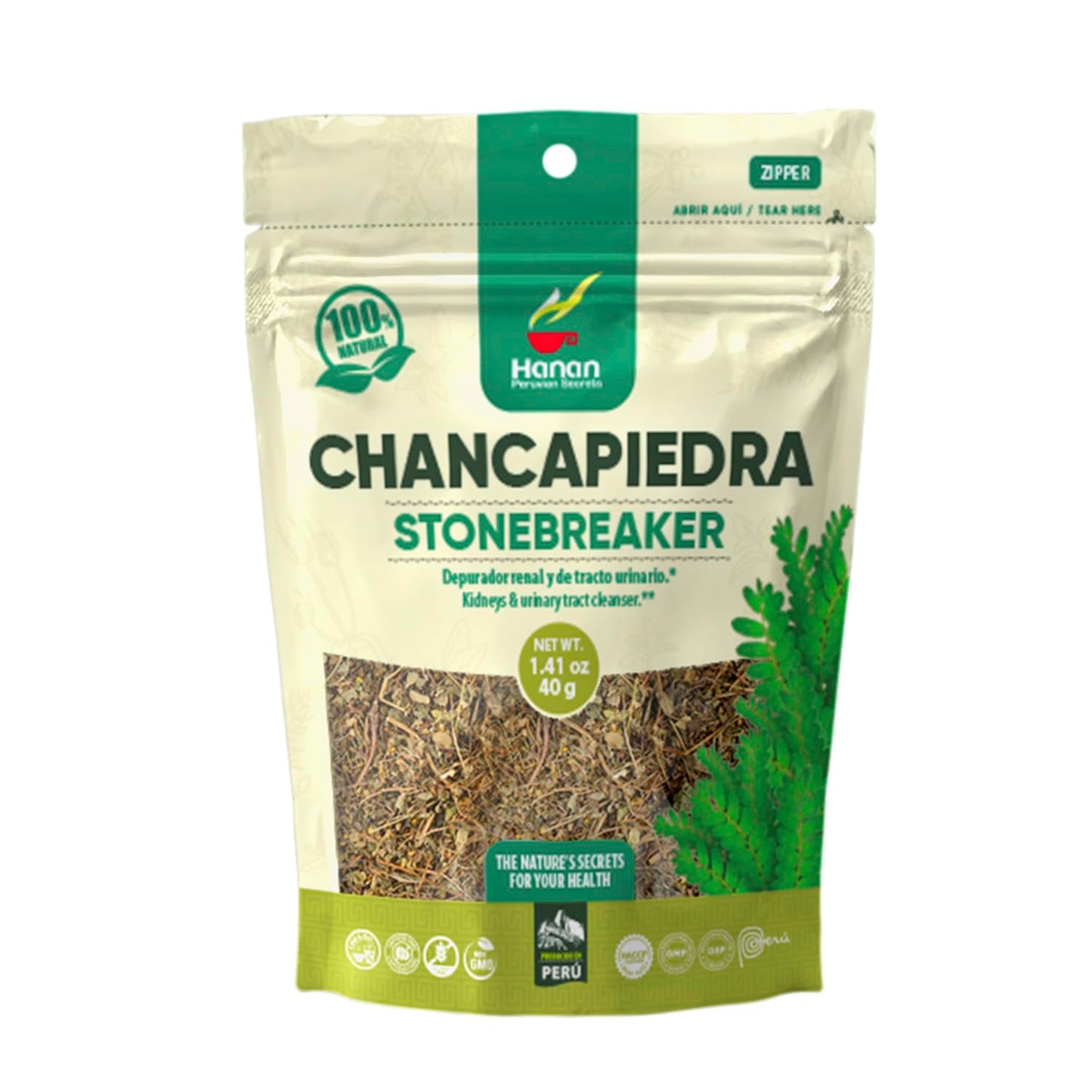 Hanan Peruvian Secrets Chancapiedra Herbal Tea | 100% Natural Stonebreaker | 1.41oz / 40g Loose Leaf Bag | Aids in Promoting Normal Kidney Function