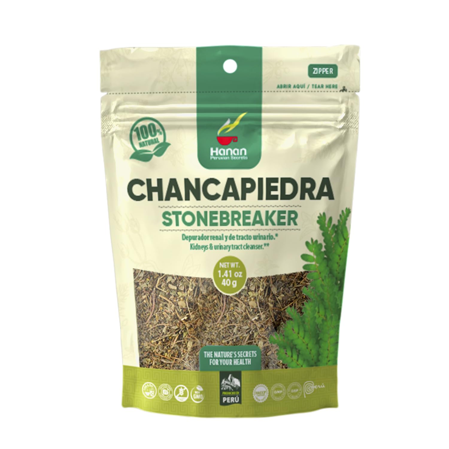 Hanan Peruvian Secrets Chancapiedra Herbal Tea | 100% Natural Stonebreaker | 1.41oz / 40g Loose Leaf Bag | Aids in Promoting Normal Kidney Function