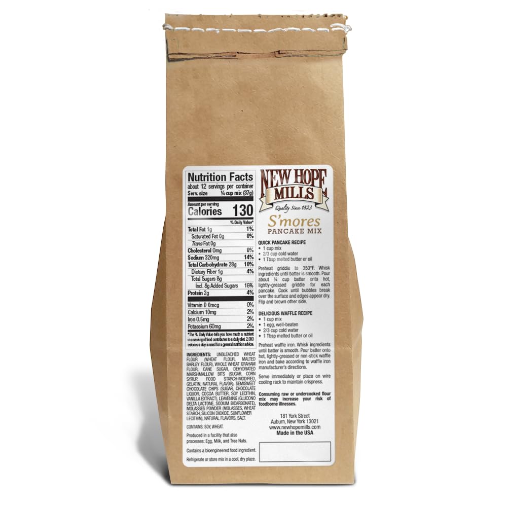 S'mores Pancake Mix by New Hope Mills, A Delicious Campfire Treat for Breakfast! - 16 oz