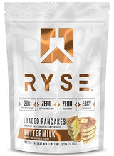 RYSE Loaded Protein Pancake & Waffle Mix - Buttermilk - Naturally Sweetened Breakfast with 21g Protein, 3g MCTs and 2g Fiber - No Added Sugar - High Protein Snack for Clean Energy - 6 Servings