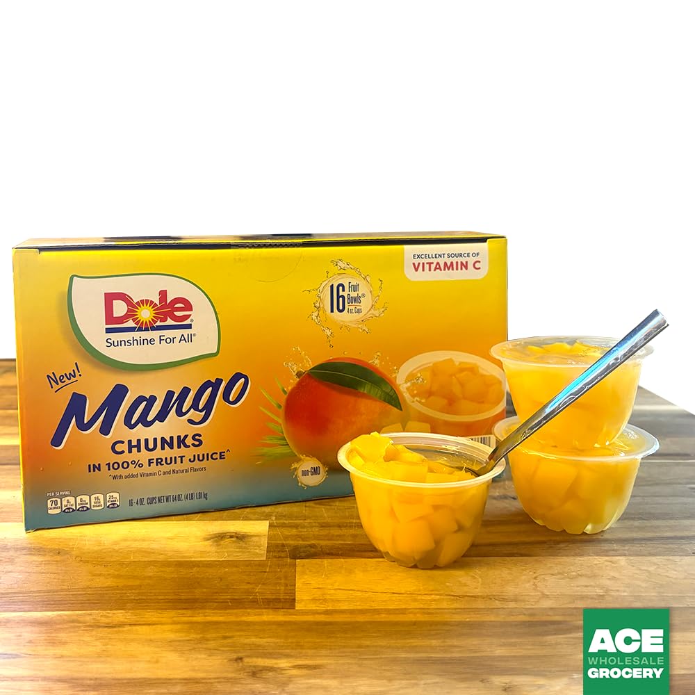 Dole Mango Chunks Fruit Cups in 100% Juice, 4 Ounce Cups (16-Count)
