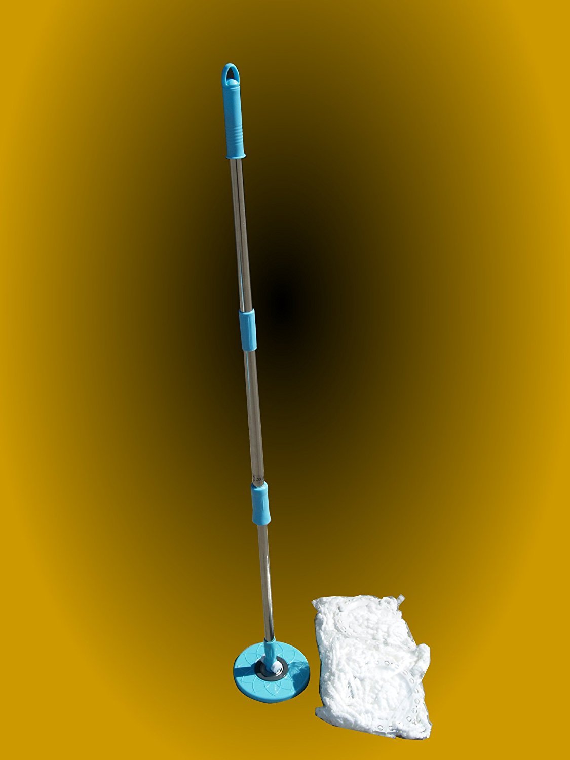 360 Rotating Magic Mop Set w/ 2 Aluminum Pole & 4 Mop Heads - Blue