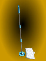 360 Rotating Magic Mop Set w/ 2 Aluminum Pole & 4 Mop Heads - Blue