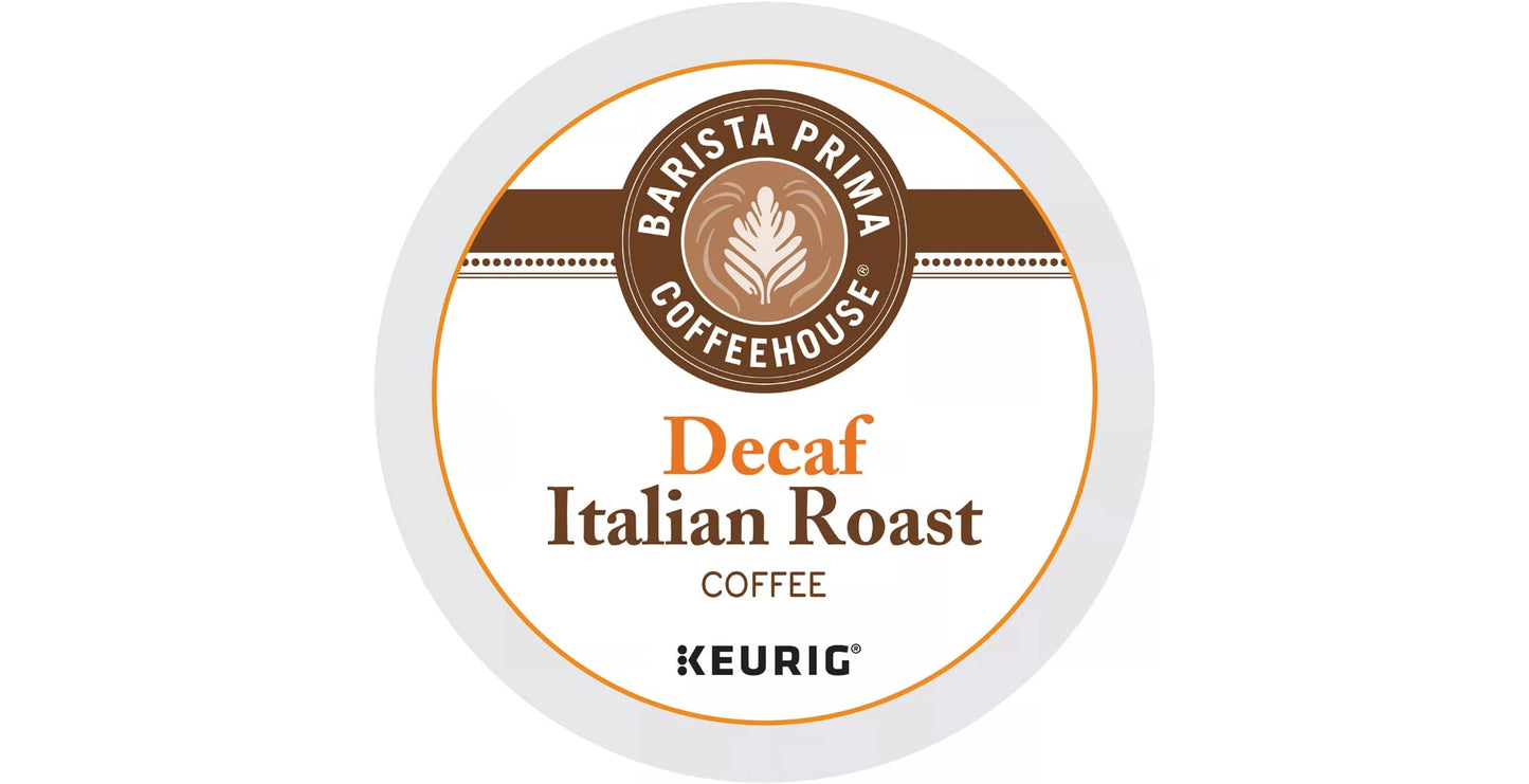 Barista Prima Coffeehouse Dark Roast Extra Bold K-Cup for Keurig Brewers, Decaf Italian Roast Coffee,4 pack of 24 cups each (96 count)