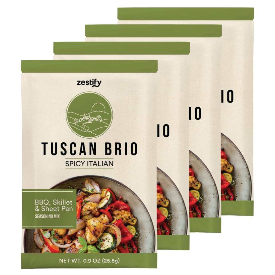 Zestify Tuscan Brio - Spicy Italian Seasoning Packets | Zesty Herb & Garlic Blend for BBQ, Skillet, Sheet Pan & Olive Oil Dips | Gourmet Italian Spice
