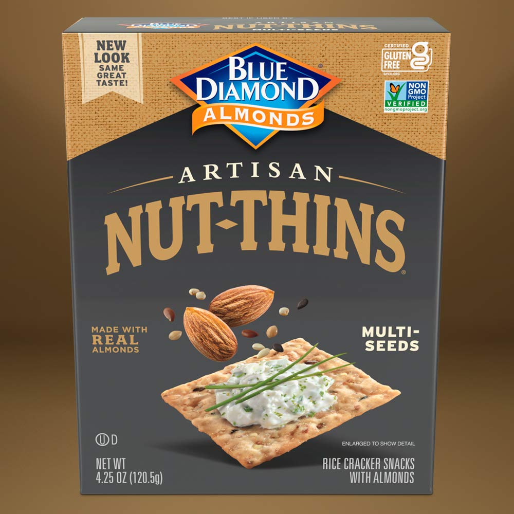 Blue Diamond Almonds Artisan Nut Thins Cracker Crisps, Multi-Seeds, 4.25 Ounce (Pack of 12)