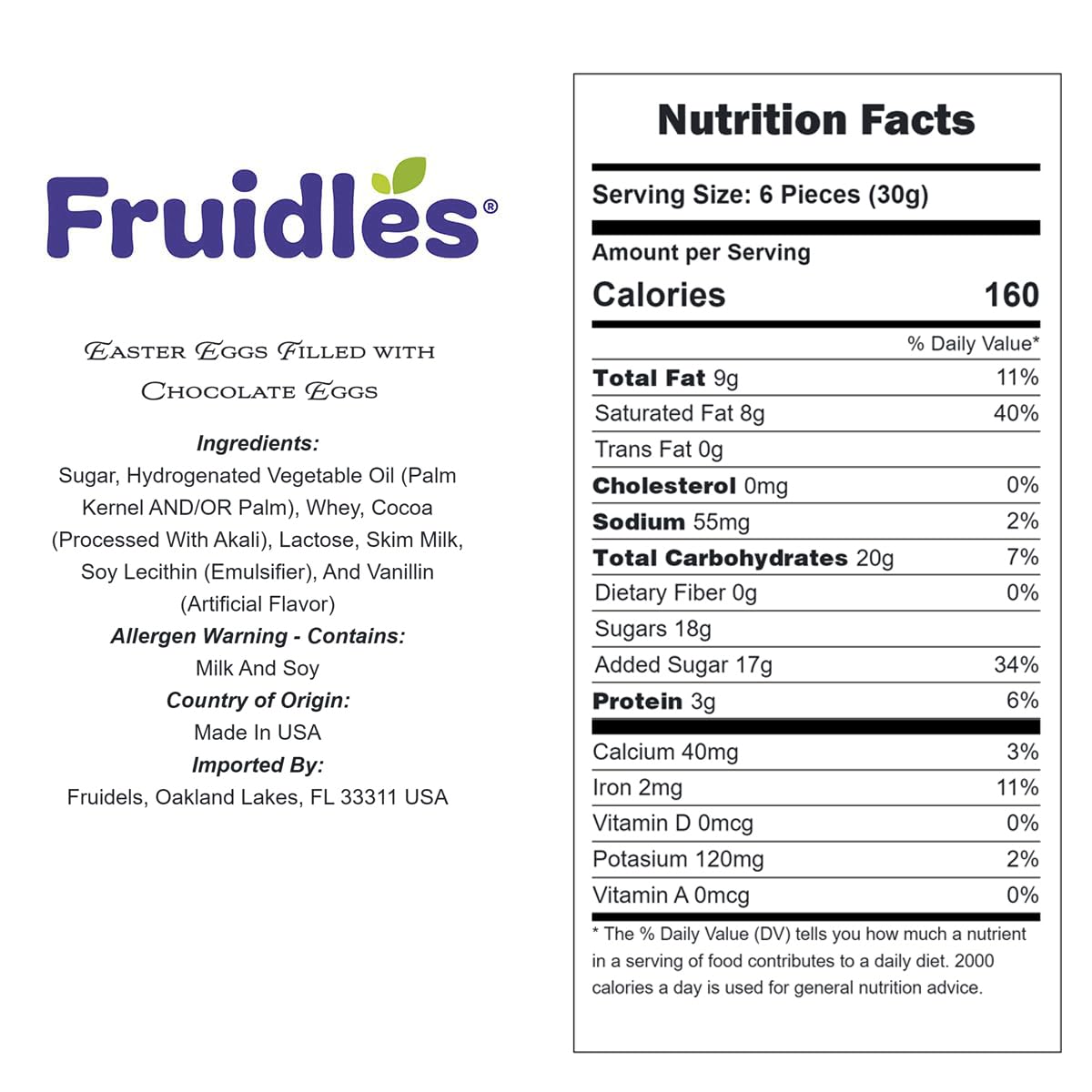 Fruidles Easter Eggs Filled with Chocolate Eggs, Multicolored Foil Wrapped Milk Chocolate, Kosher Certified Dairy (Pack of 24)
