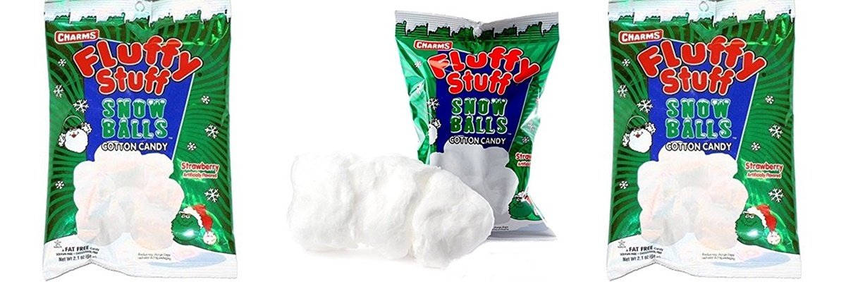 Fluffy Stuff Snow Balls Stawberry Flavored Cotton Candy, 2.1 oz, Pack of 3