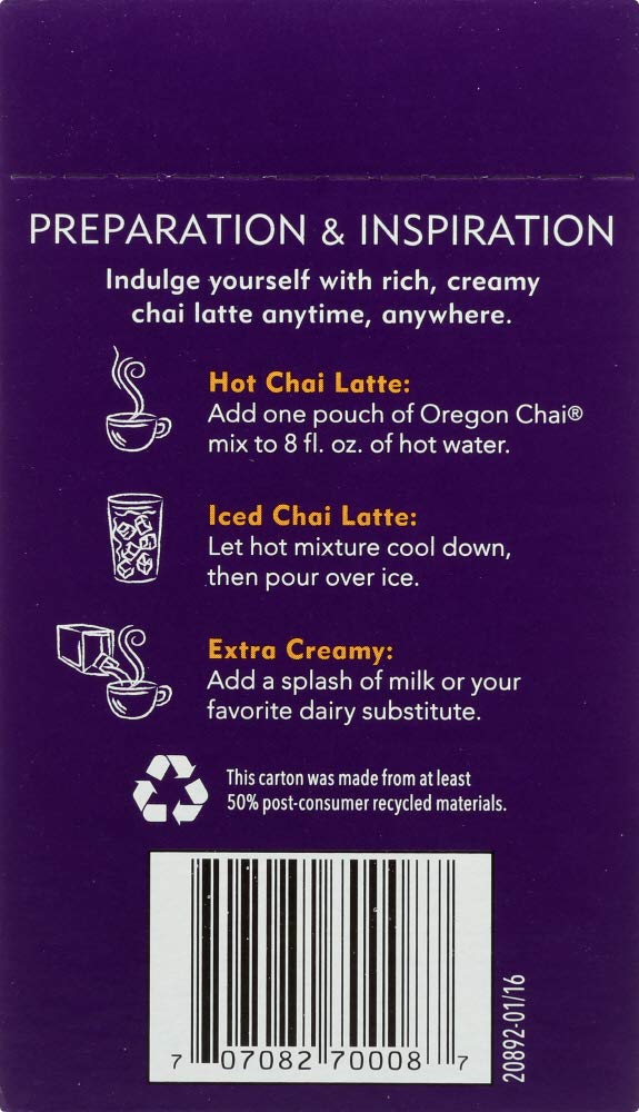 Oregon Chai Original Chai Latte Mix - 3 Pack (24 Packets) On The Go Instant Chai Tea Latte Mix