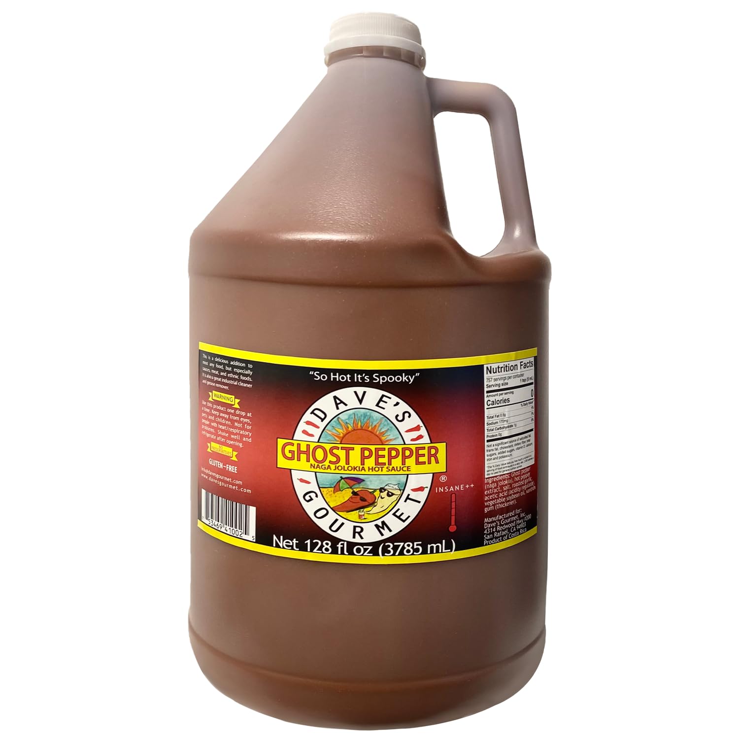 Dave's Gourmet Ghost Pepper Naga Jolokia Hot Sauce - Insanely Hot Plus Heat Level - Ghost Pepper Hot Sauce - Use on Wings, Stews, Potato Salad