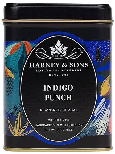 Harney & Sons Indigo Punch | 3 oz Loose Leaf Tea w/ Butterfly Pea Flower with Rose Hips, Apple Pieces, and Raspberry