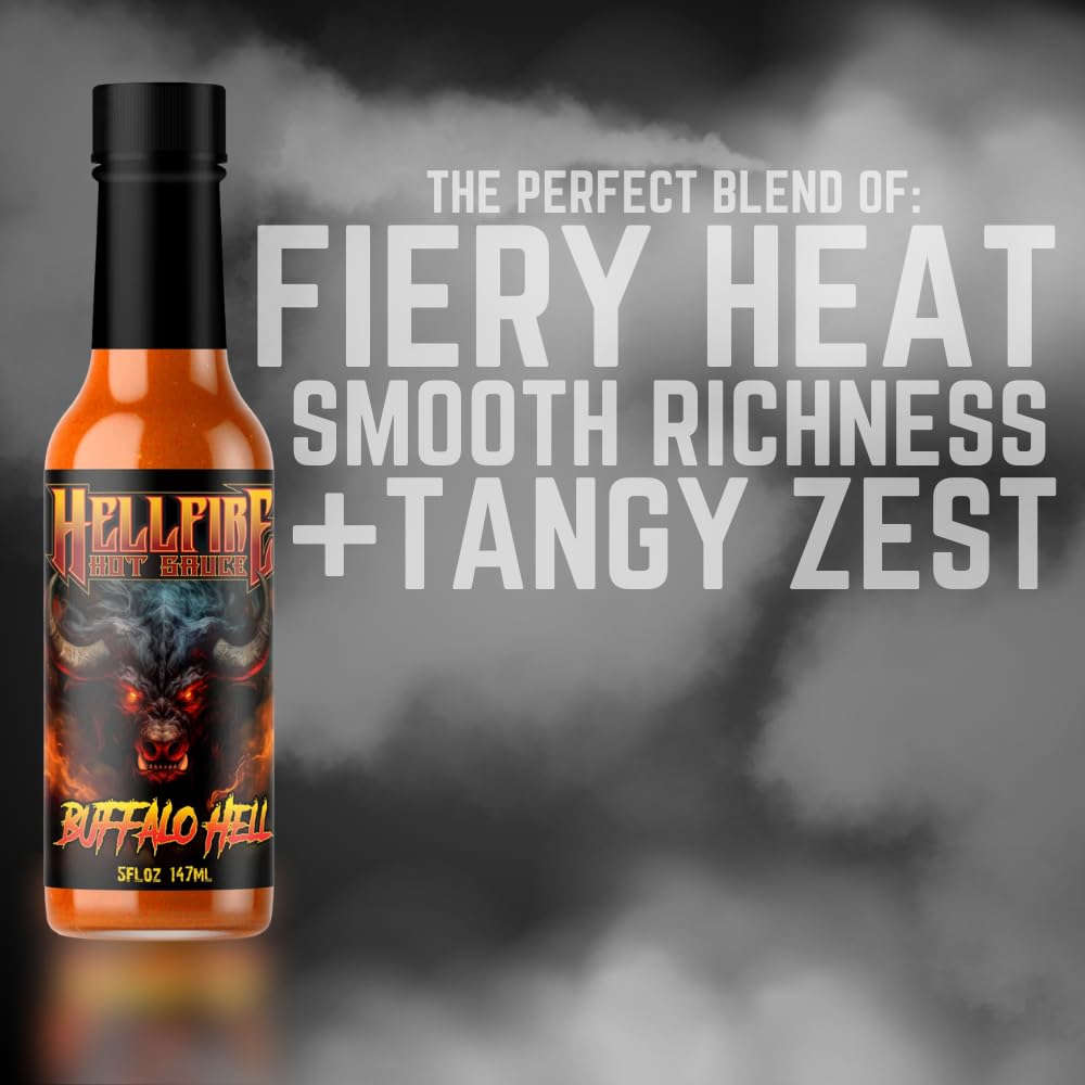 World's Best New Buffalo Hot Sauce! Golden Chile Winner Best Product for 2025! Hellfire Buffalo Hell - Made with Real Butter & Honey. Carolina Reapers