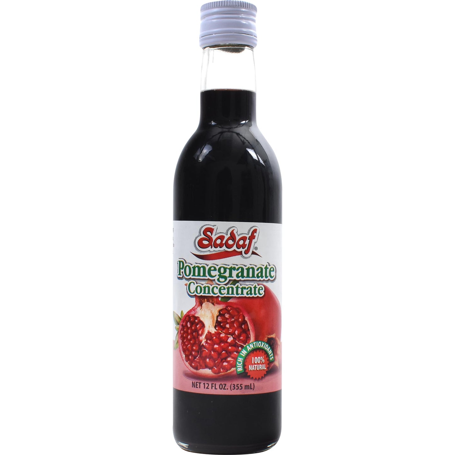 Sadaf Pomegranate Concentrate - 100% Pure Pomegranate Concentrate for Cooking & Food Flavoring - Pomegranate Molasses - Dark Red Syrup - Kosher - 12