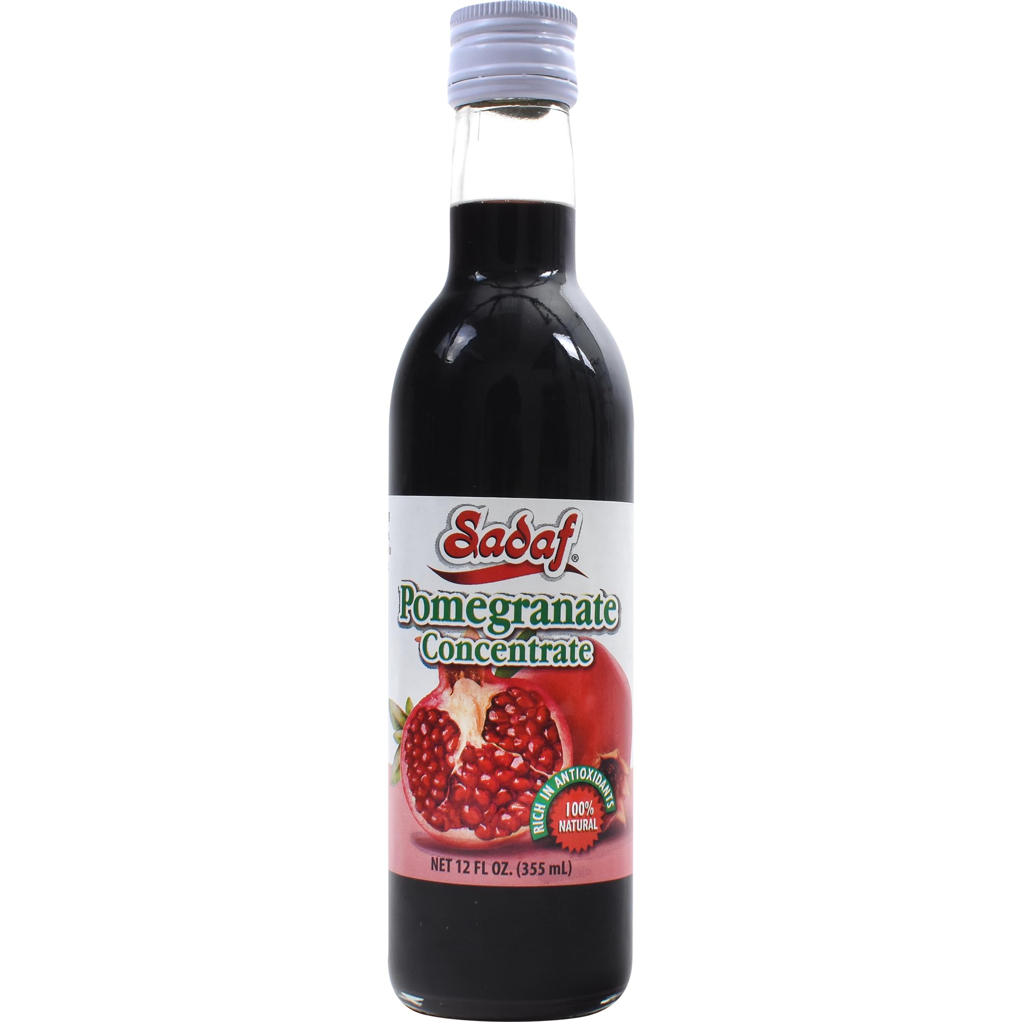 Sadaf Pomegranate Concentrate - 100% Pure Pomegranate Concentrate for Cooking & Food Flavoring - Pomegranate Molasses - Dark Red Syrup - Kosher - 12