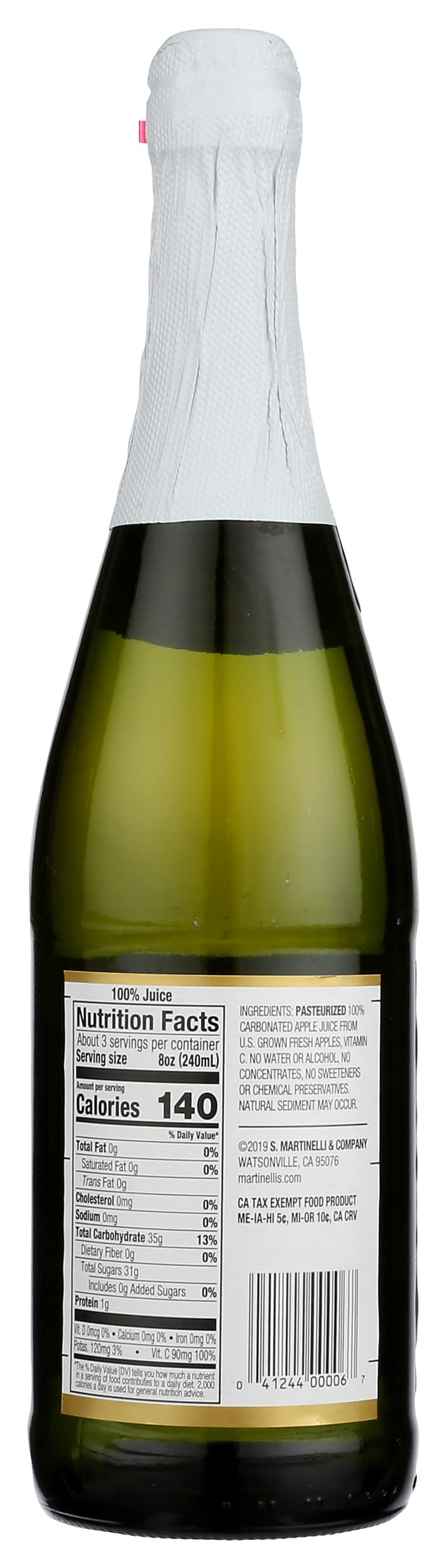 Martinelli's Gold Medal Sparkling Cider, 25.4 Fl Oz Bottle