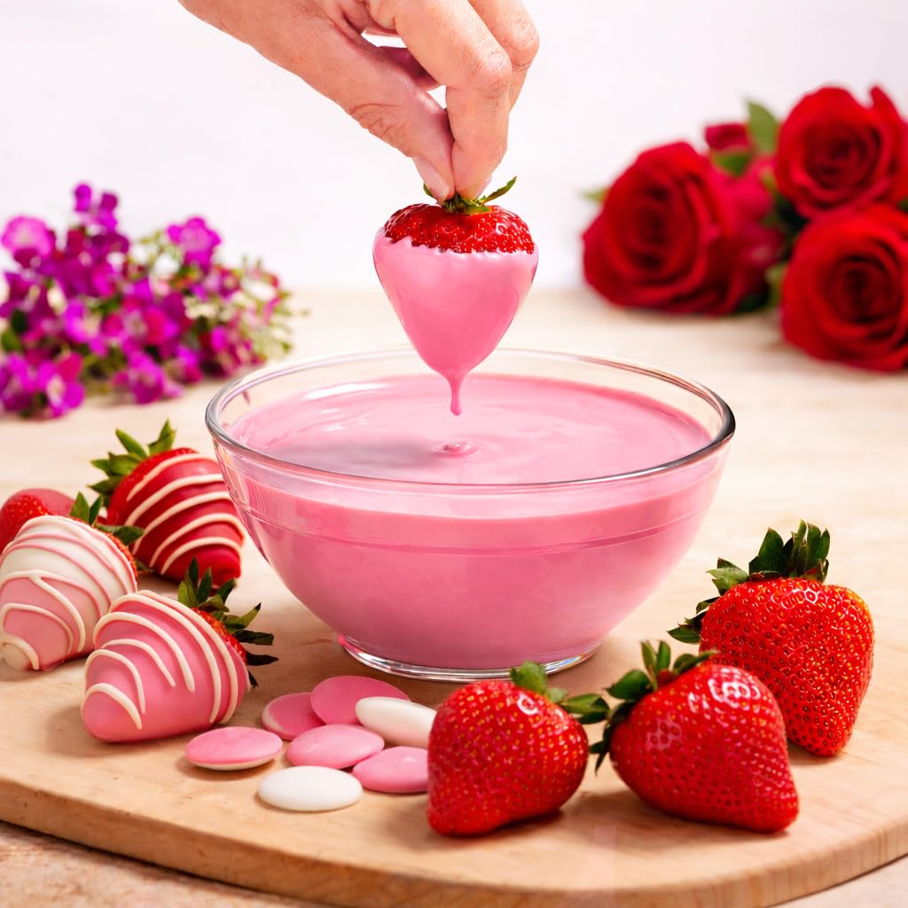 Pink Candy Wafer Chocolate Melts - 12 oz Candy Melting Wafers for Baking, Decorating, Dipping, Drizzling & Desserts