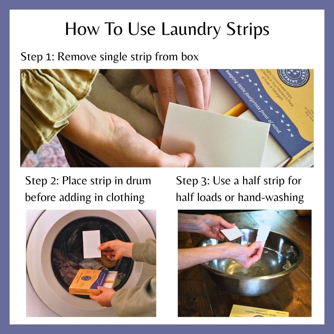 Travel Set | Chamomile Laundry Detergent Sheets (12 Loads) | 6 Packs of 2 Sheets | Liquidless Laundry Detergent | Nantucket Footprint