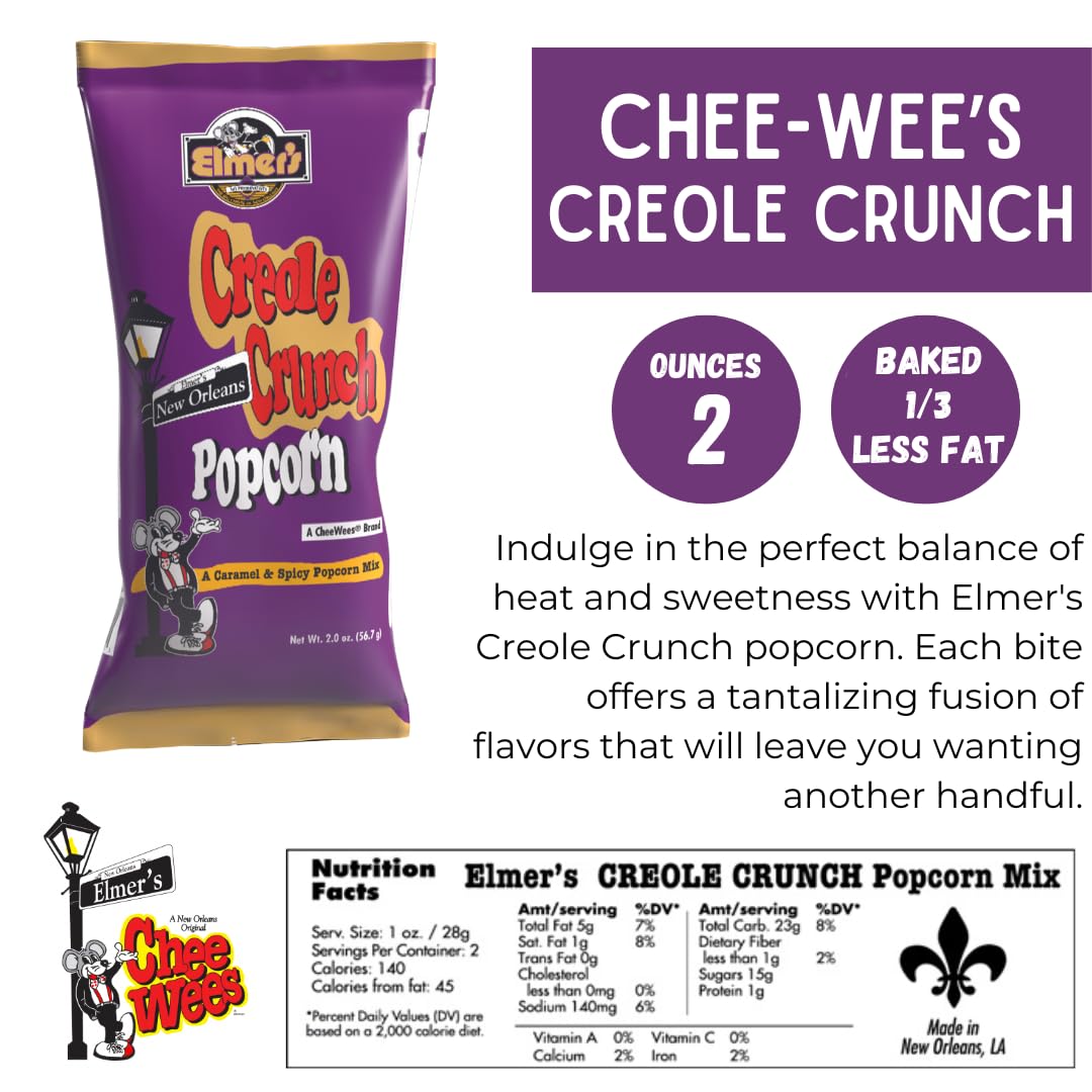 Elmer's New Orleans Creole Crunch Popcorn Mix, Authentic NOLA Caramel & Spicy Flavor, Irresistible Crunchy Snack Delight (6)