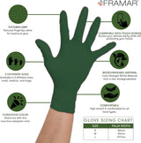 FRAMAR Green Gloves Disposable Latex Free - Heavy Duty Nitrile Gloves Medium, Disposable For Hair Dye, Cooking Glove Medium Nitrile Tattoo Glove