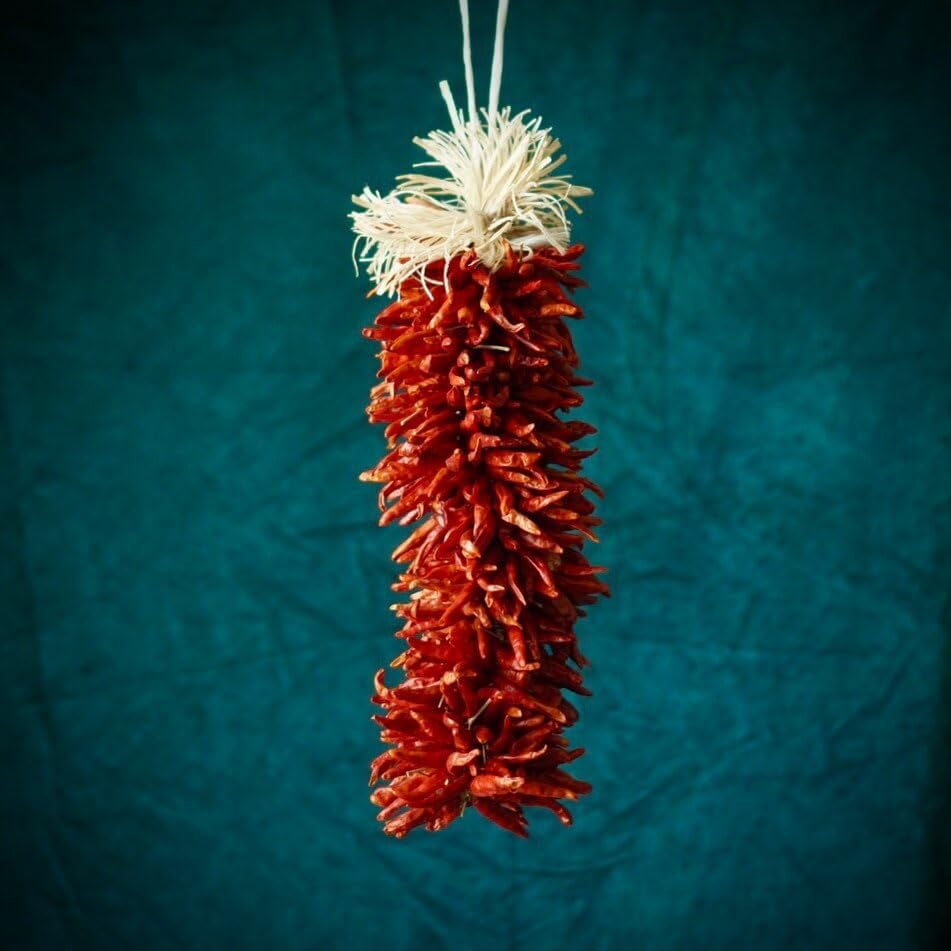 Santa Fe Style Fresh Dried Chile de Arbol Pequin Ristra, Made in New Mexico, USA
