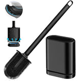 Silicone Toilet Brush and Holder Set, Toilet Brushes with Ventilated Holder, Wall Mounted Toilet Bowl Brush with Long Handle Bendable Brush Head