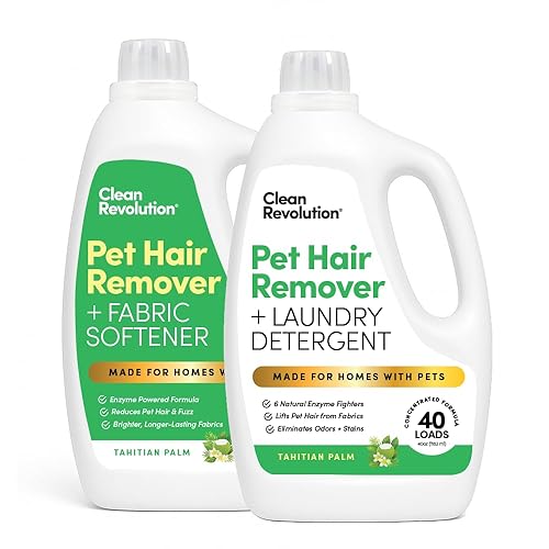 Clean Revolution Pet Hair Remover for Laundry 2-Pack - Dog & Cat Hair Remover Laundry System, Enzyme Laundry Detergent & Fabric Softener, Odor