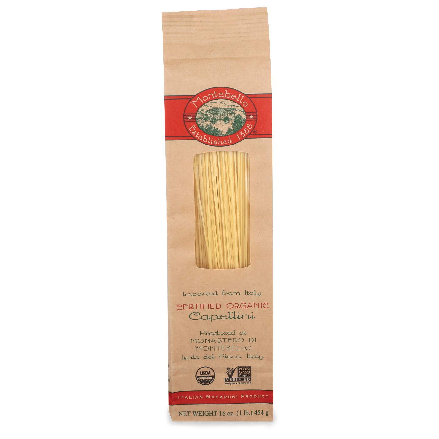 Montebello, Organic Capellini Premium Italian Pasta, 16 oz.