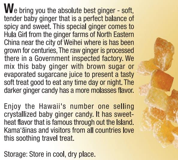 Hula Girl Crystalized Soft Ginger Candy (White Chunk 4.4oz/0.27lb/125g (1bag))