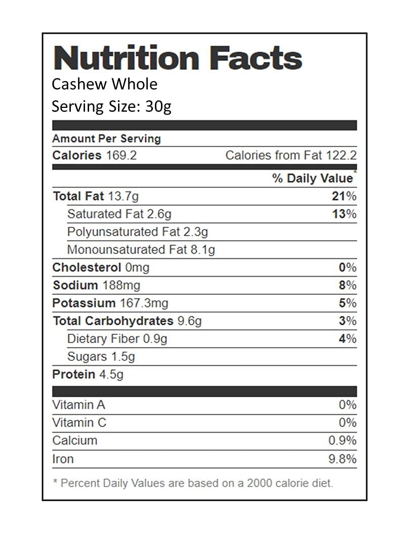 Aiva Raw Whole Cashews | Healthy Snacks | Unsalted | Unroasted | Perfect for Pesto, Salads | Baking, Roasting & Cooking - (5 LB)