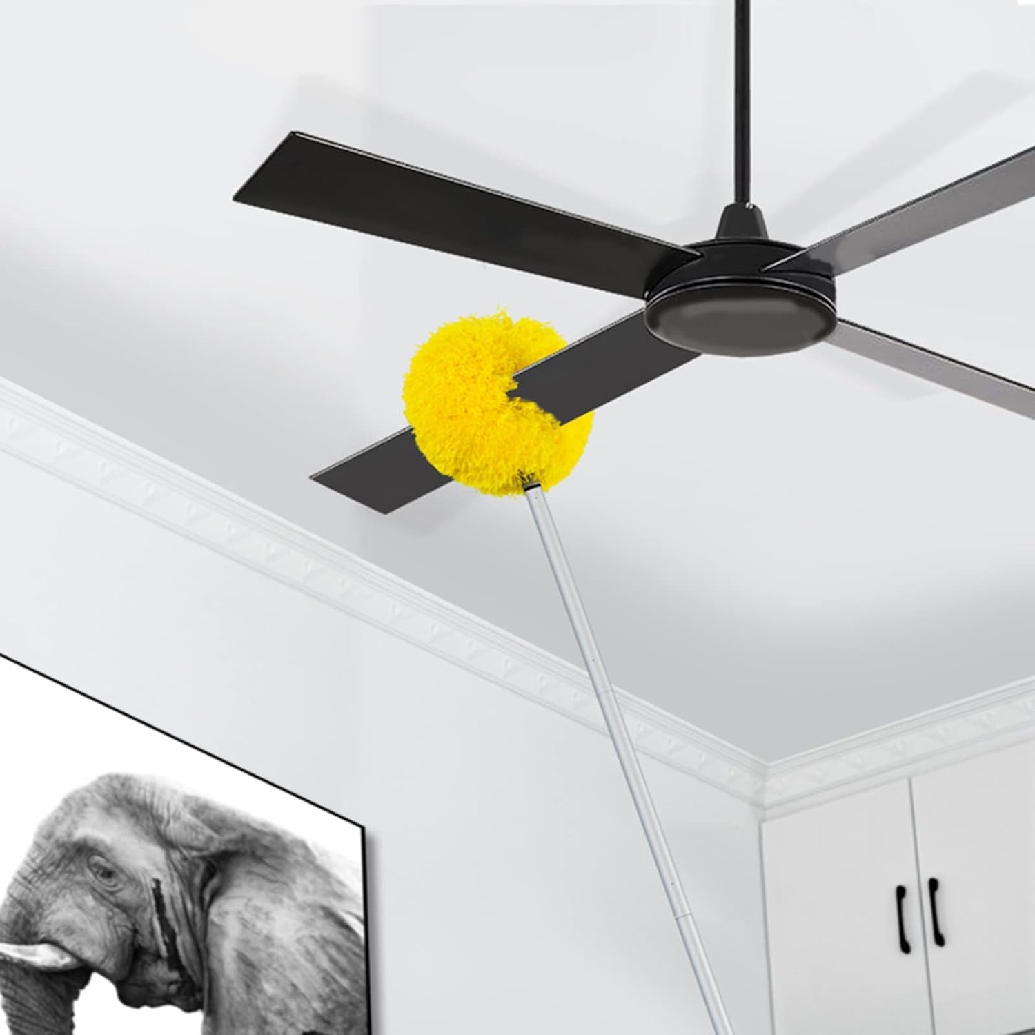 ZRNFC Washable Ceiling Fan Cleaner, Microfiber Duster with Retractable Extension Pole for Cleaning High Ceiling Fans, Furniture, Blinds, Cars