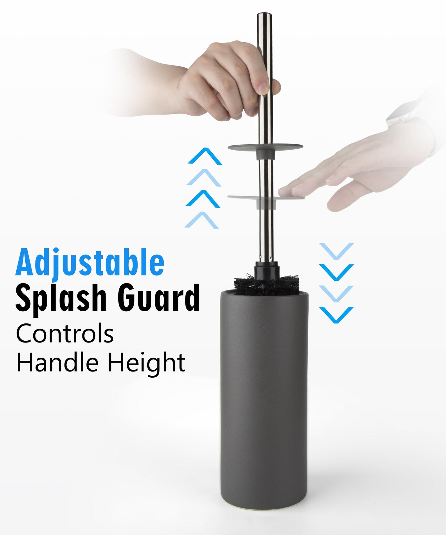 Viosuniu Matt Gray Ceramic Toilet Brush and Holder Set, Freestanding Toilet Bowl Cleaners Brush, Scrubber Brush for Toilet, Bathroom Accessories