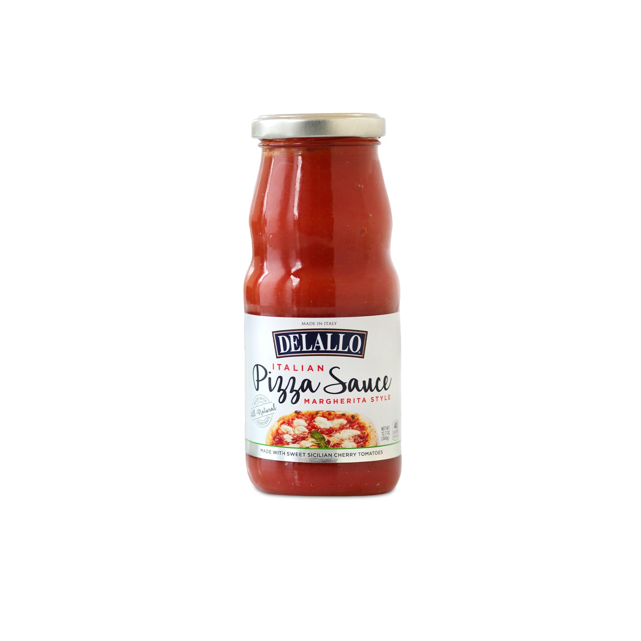 DeLallo Cherry Tomato Pizza Sauce, 12.7 oz. Jar, (4-Pack), Made in Italy, All Natural, Margherita-Style