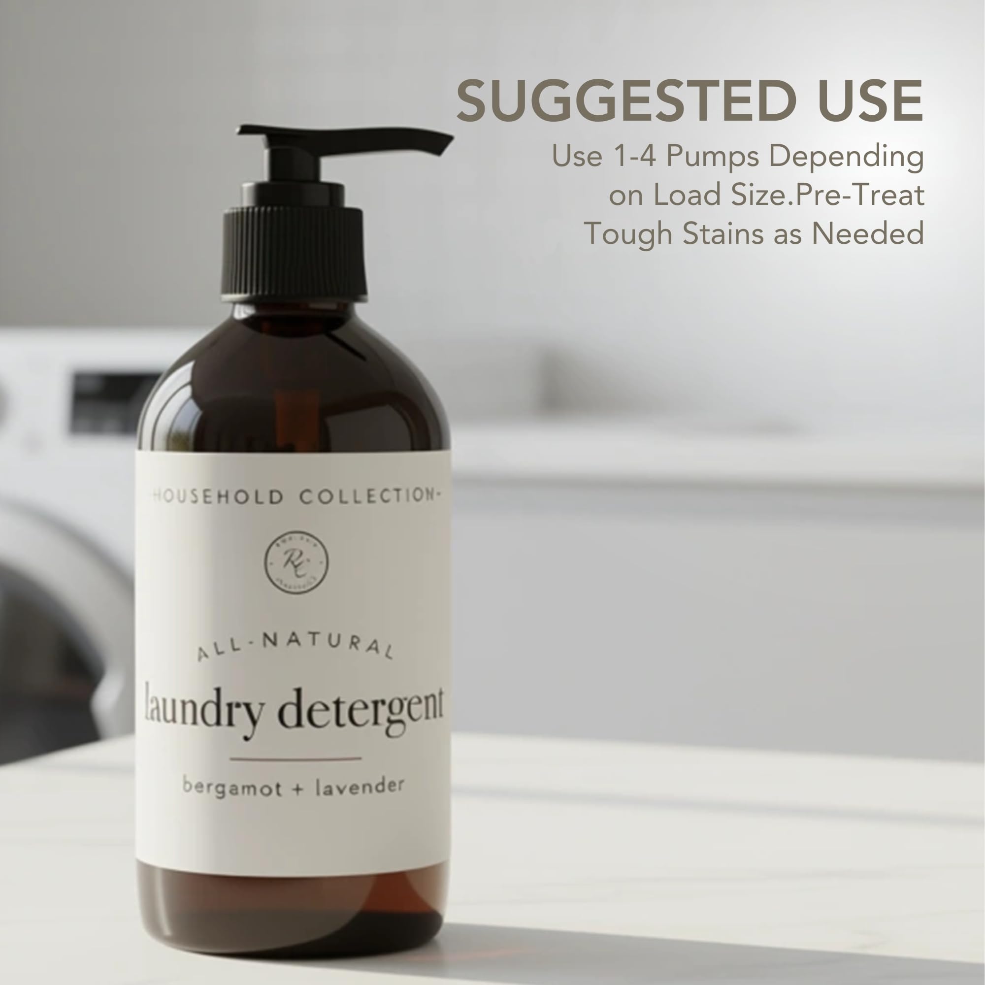 Rowe Casa Organics Bergamot and Lavender Laundry Detergent Liquid - Natural Liquid Washing Detergent with Floral, Sweet, and Fresh Scent - 16 Oz Pump