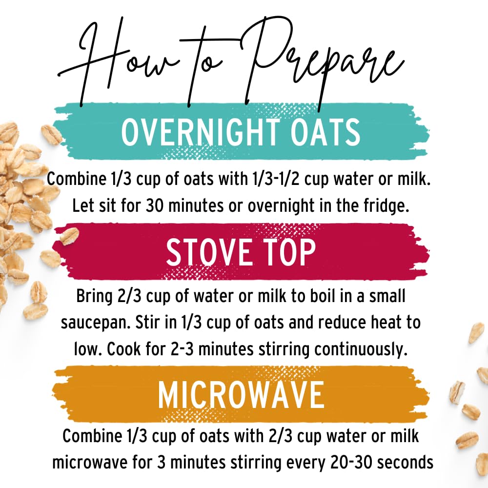 Wildway Organic Rolled Oats, Overnight Oats | Glyphosate-Free, Gluten-Free Oatmeal | Non-GMO, Plant-Based Protein | Regenerative, Sustainable