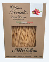 Fettuccine with Chilli Pepper Egg Gourmet Pasta (Pack of 4) - Italian Fettuccine Al Pepperoncino Pasta Di Campofilone- Imported Italian Egg Pasta- 8.8