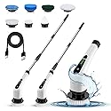 Electric Spin Scrubber, Cordless Scrubber with 7 Replaceable Cleaning Brushes and Dual Speed, Shower Cleaning Brush, Power Scrubber with Adjustable